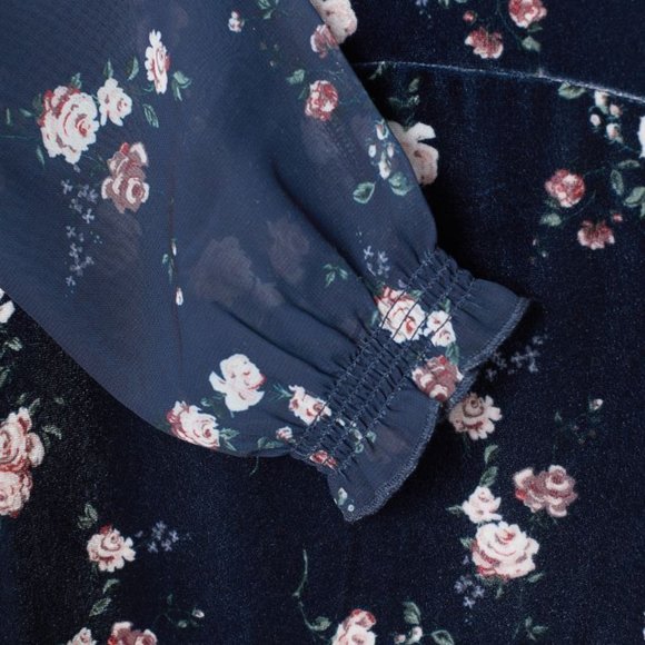 H&M Floral Patterned Velvet Mini Dress - Picture 3 of 4